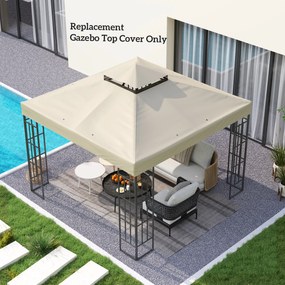 Outsunny Zamienny dach do pawilonu 3 x 3 m, Plandeka z otworami odprowadzającymi wodę, Ochrona UPF30+, Ochrona przed słońcem, Kremowy
