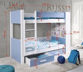 Łóżko piętrowe SANICA 180x80 białe/dąb shetland MEBLOBED