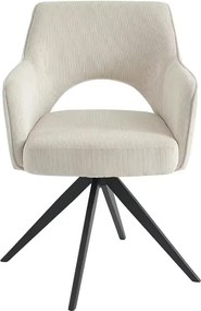 Zestaw 6 obrotowych krzeseł z podłokietnikami z teksturowanej tkaniny i czarnego metalu - Bordowy - KONYA