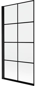 Mexen Mist parawan nawannowy 1-skrzydłowy lewy 90 x 150 cm, czarna kratka, czarny - 8A9-090-001-70-77-L