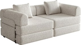 Sofa 2-osobowa, Sofa rozkładana z podłokietnikami i kieszeniami bocznymi, metalowa rama - Khaki szenil