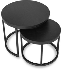 Zestaw Stolików Kawowych MANU 43 cm/53 cm Czarny Nowoczesny Loft