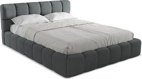 Łóżko 180 x 228 - z tkaniny szenilowej - grafitowy - NALU