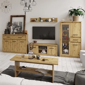Ława Drewniana Prostokątna do Salonu OPIA 120 cm Dąb Artisan Klasyczna