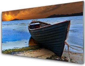 Panel Szklany Łodzie na Piaszczystym Brzegu