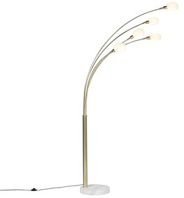 Lampa podłogowa w stylu art deco złota 5 lamp - Sixties MarmoDesignerski Oswietlenie wewnetrzne