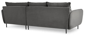 Ciemnoszara narożna aksamitna sofa prawostronna Cosmopolitan Design Vienna