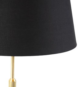 Lampa stołowa regulowana złota/mosiądz klosz bawełniany czarny 32cm - Parte klasyczny/Antyczny Oswietlenie wewnetrzne