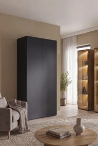 Czarna minimalistyczna dwudrzwiowa szafa uchylna N6-T28