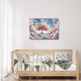 Obraz na szkle – Drzewo życia w chmurach (70x50 cm)