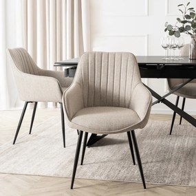 Krzesło Tapicerowane do Salonu MALAGA Beżowe Nowoczesne