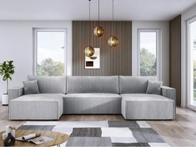 Narożnik POSO XL wolnostojący układ U z funkcją spania w tkaninie Poso 110 DomoHome