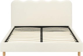 Łóżko Tapicerowane 160x200 cm IZMIR ze Stelażem Dwuosobowe Boucle Kremowe