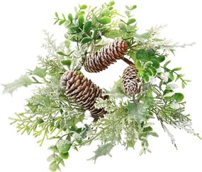 Świąteczny wianuszek zdobiony oszroniony, 30 cm