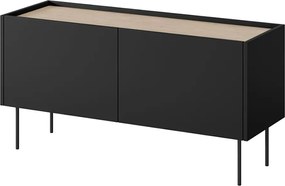Szafka RTV Desin 120 cm z metalowymi nogami - czarny mat / dąb nagano