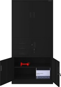 Biurowa szafa na akta z sejfem Filip II 90x40x185 cm czarna