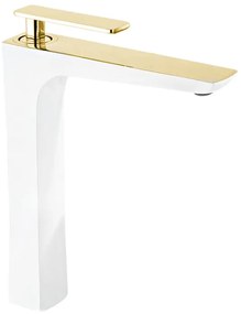 Mexen Indus bateria umywalkowa wysoka, biała/złota - 744610-25
