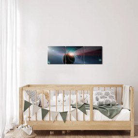 Obraz planety (z zegarem) (90x30 cm)