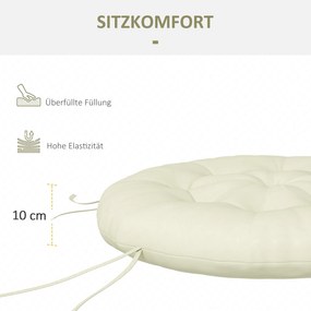 Outsunny Poduszka siedziska, poduszka siedziska, poduszka na krzesło, z guzikami, 80 cm x 80 cm x 10 cm, kremowy