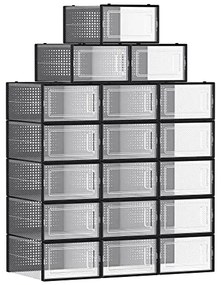 Organizer na buty MARI, 18 przegródek, czarna/przezroczysta SongmicsHome