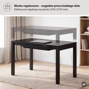 Biurko elektryczne regulowane Evan 120x63 cm, kolor czarny
