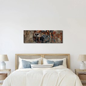 Obraz - Tygrys z cegieł (z zegarem) (90x30 cm)