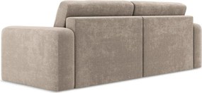 Beżowa rozkładana/ze schowkiem sofa z tkaniny szenilowej 252 cm Kona – Makamii