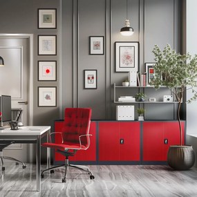 Szafka biurowa na dokumenty Beata 90x40x93 cm antracyt/czerwony