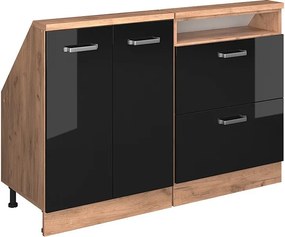 Zestaw szafek na dach skośny czarny/złoty dąb o wysokim połysku 120x46x81.6 rion