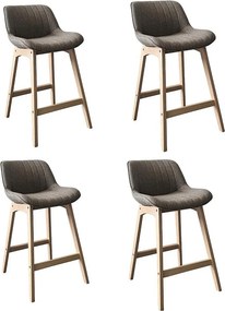 Komplet dębowych krzeseł wyspowych i barowych z siedziskiem z tkaniny MELLOW o szerokości 65 cm