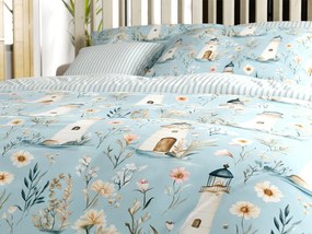 PrzytulneMieszkanie.pl PrzytulneMieszkanie.pl Bawełniana pościel LIGHTHOUSE POLY niebieska Rozmiar pościeli: 70 x 90 cm | 140 x 220 cm