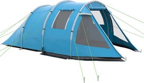 Outsunny Namiot kempingowy Namiot trekkingowy Zelt, odporny na warunki atmosferyczne, 2 pokoje, 475 x 264 cm Szerokość x 172, Niebieski