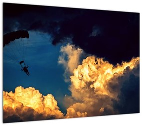 Obraz skoczka spadochronowego w chmurach (70x50 cm)