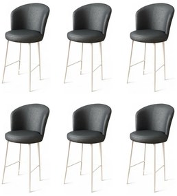 Zestaw krzeseł barowych Uras Anthracite and White,6 szt., 6 szt.