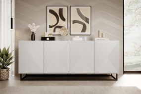 Komoda Asha 200 cm z metalowym stelażem - biały mat