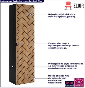 Wiszący słupek łazienkowy czarny + dąb craft złoty N4-B88