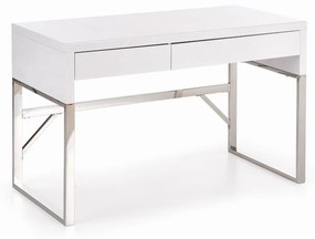 B32 biurko biały-chrom, wysoki połysk, glamour, szuflada, nowoczesne