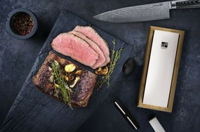 Zestaw noży G21 Damascus Premium w bambusowym bloku, 4 szt. + kamień do ostrzenia