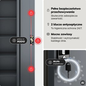 Szafa na akta kartotekowa na klucz antracytowa, 450x1850x600 mm: ALEX D600
