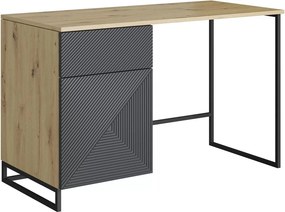 Biurko Asha 120 cm z szufladą - artisan / rivier stone mat / czarny stelaż