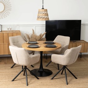 Krzesło Tapicerowane Obrotowe PEONY Beżowe Nowoczesne Loft