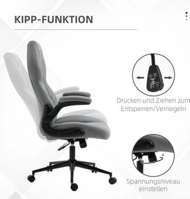 Vinsetto Krzesło Biurowe do Biurka Regulacja Wysokości Podłokietnik 3D 3 Poziomy Siateczka Szare | Aosom PL