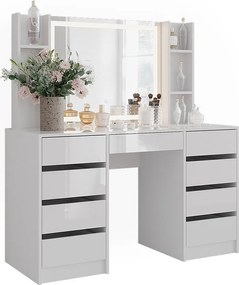 Stół toaletowy biały/biały wysoki połysk 128.2x50.1x76 sherry