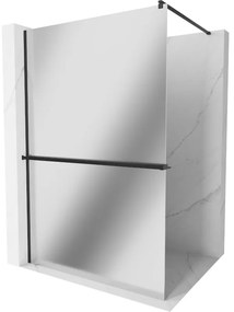 Mexen Kioto+ ścianka prysznicowa z półką Walk-in 90 x 200 cm, lustro, czarna - 800-090-121-70-50