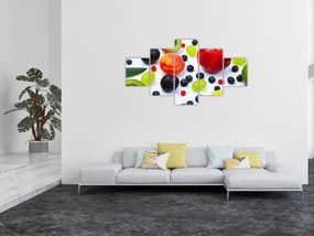 Obraz owoców z kroplami wody (125x70 cm)