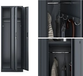 Dwudrzwiowa szafa BHP wąska 60x50x180 cm Kacper 2, antracyt