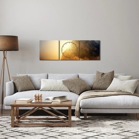 Obraz góry we mgle (z zegarem) (90x30 cm)
