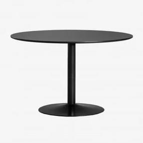 Okrągły Stół Jadalniany Z Mdf I Żelaza Yvetta Czarna & Czarny & Ø120 Cm - Sklum