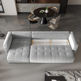 Masseno Narożnik OLVERA z funkcją spania i pojemnikiem na pościel Narozniki L, Rozkładana sofa - Jasnoszary, PAROS 05