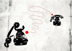 Obraz - Rysunek telefonu w stylu Banksy (70x50 cm)